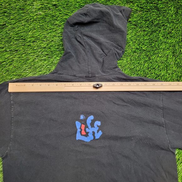 Vintage 90s Dr Seuss Red Red Hooded T-Shirt Medium Oversized Baggy Boxy Fit - Picture 11 of 12